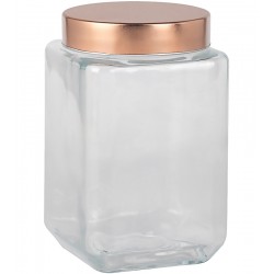 Porta Mantimento 1,6 Litros 11x18cm Quadrado Com Tampa Cobre